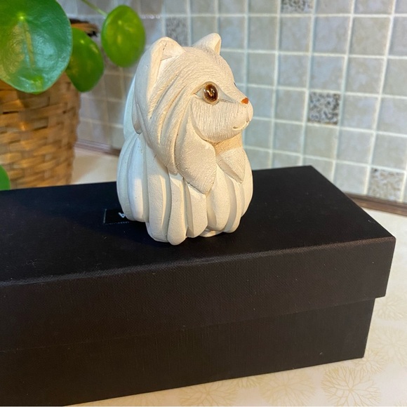 Vintage Artesania Rinconada Uruguay Hand Carved Clay Persian Cat White - Picture 7 of 7